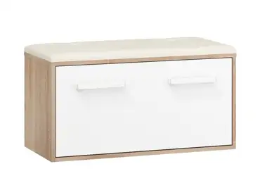 Botník DORINDA, béžová ekokůže, dub sonoma/bílá