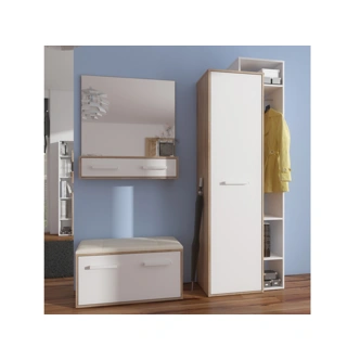 Botník DORINDA, béžová ekokůže, dub sonoma/bílá