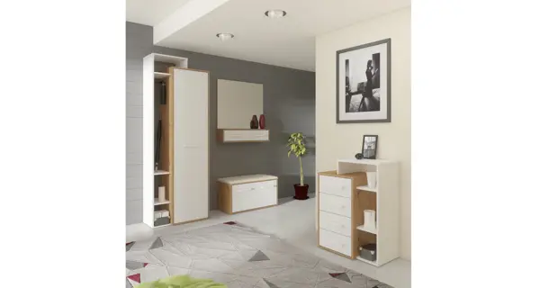 Botník DORINDA, hnědá ekokůže, dub artisan/bílá