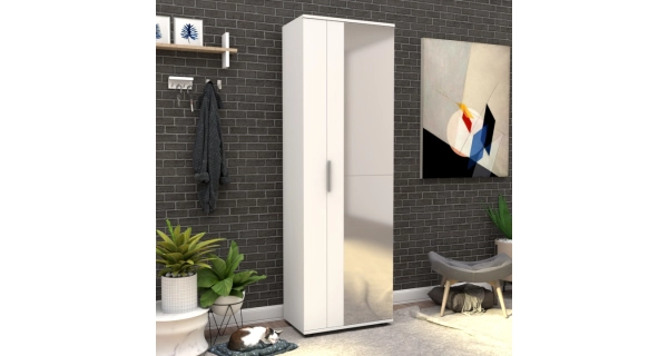 Botník FLORIDANA se zrcadlem, bílá DOPRODEJ