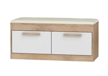 Botník GATTON 2D, béžová ekokůže, dub sonoma/bílý lesk