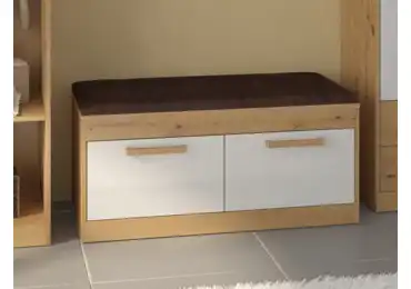 Botník GATTON 2D, hnědá ekokůže, dub artisan/bílý lesk