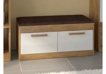 Botník GATTON 2D, hnědá ekokůže, dub burgundský/bílý lesk