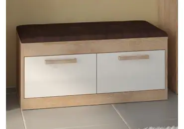 Botník GATTON 2D, hnědá ekokůže, dub sonoma/bílý lesk