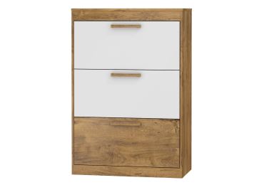 Botník GATTON 3D, dub burgundský/bílý lesk