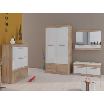 Botník GATTON 3D, dub sonoma/bílý lesk, 5 let záruka