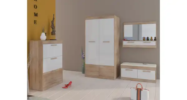 Botník GATTON 3D, dub sonoma/bílý lesk