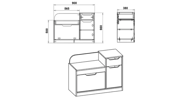Botník HAELAKA s podsedákem, dub sonoma