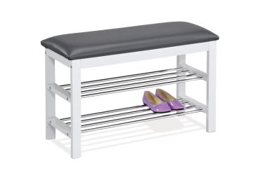 Botník/lavice QUINCY 6, šedá/bílá