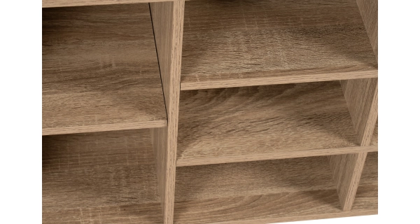 Botník LEMWEL 103 cm se sedákem, přírodní/šedá látka