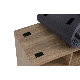 Botník LEMWEL 103 cm se sedákem, přírodní/šedá látka