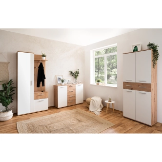 Botník MAGADAN, bílá/zlatý dub