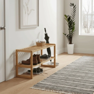 Botník NALZANROS, 2 police, masiv bambus, přírodní odstín