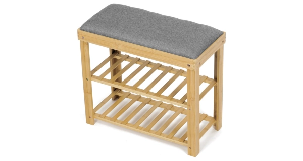 Botník OLI BOTLINK, bambus, šedá látka