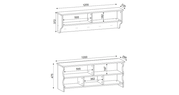 Botník s věšákem RARAU, bílá/vlašský ořech