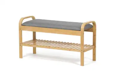 Botník SARHALZEL, bambus, šedá látka