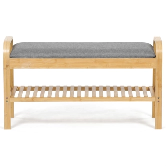 Botník SARHALZEL, bambus, šedá látka