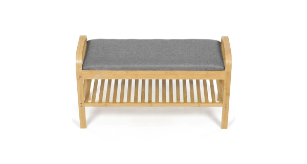 Botník SARHALZEL, bambus, šedá látka