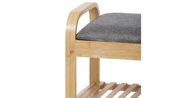 Botník SARHALZEL, bambus, šedá látka