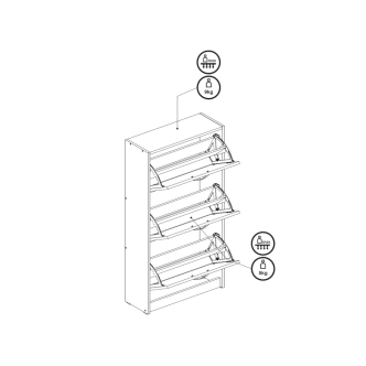 Botník TORDRON 2 se třemi výklopy, dub sonoma