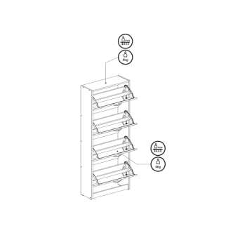 Botník TORDRON 3 se čtyřmi výklopy, dub sonoma