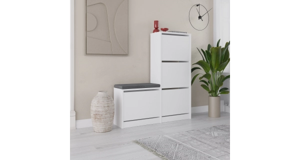 Botník VORGAR s výklopnými dvířky, bílá