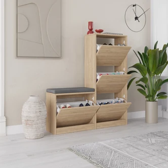 Botník VORGAR s výklopnými dvířky, dub