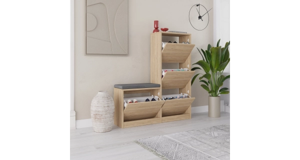 Botník VORGAR s výklopnými dvířky, dub