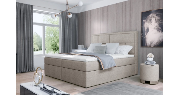Boxspring BARBARIO 01 140x200, krémová látka