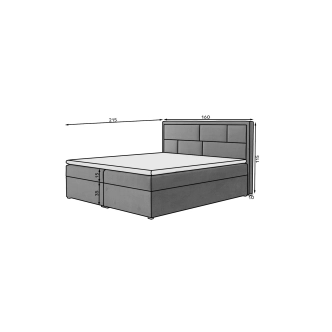 Boxspring BARBARIO 06 160x200, tmavě šedá látka
