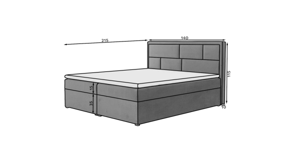 Boxspring BARBARIO 11 140x200, tmavě hnědá látka