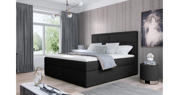 Boxspring BARBARIO 26 140x200, černá ekokůže