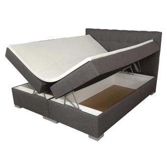 Boxspring BUMBÁLKA 180x200 cm s prošívaným  čelem, tmavě šedá