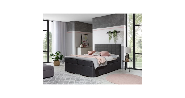 Boxspring HIRSUTA 01 140x200, tmavě šedá látka