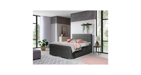 Boxspring HIRSUTA 03 140x200, světle šedá látka