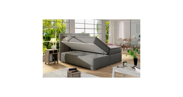 Boxspring HIRSUTA 03 140x200, světle šedá látka