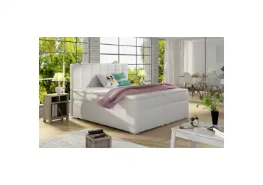 Boxspring HIRSUTA 06 160x200, bílá ekokůže