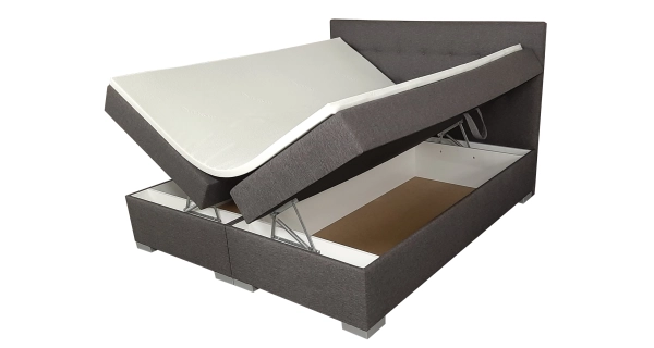 Boxspring HLUCHANKA 180x200 cm čelo s potaženými knoflíky, tmavě šedá