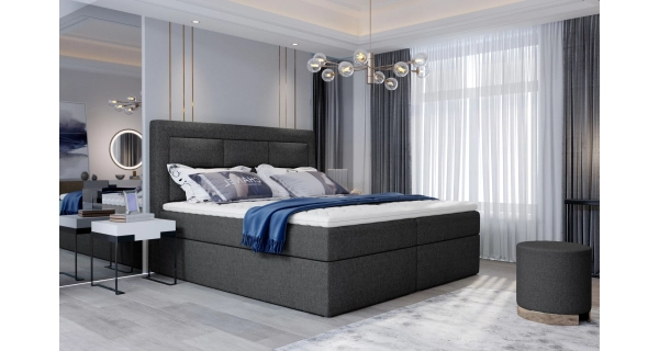 Boxspring KORBELA 08 140x200, tmavě šedá látka