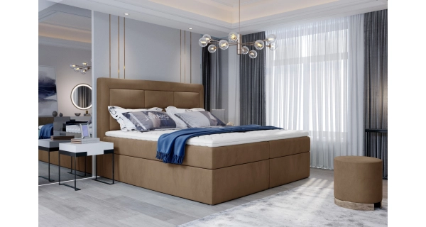 Boxspring KORBELA 10 180x200, světle hnědá látka