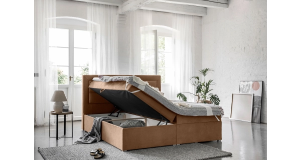 Boxspring KORBELA 10 180x200, světle hnědá látka