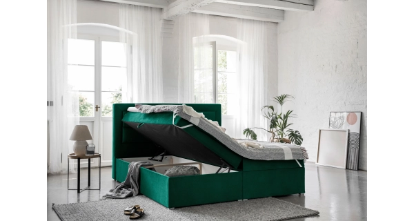 Boxspring KORBELA 12 160x200, zelená látka