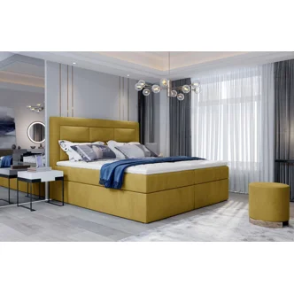 Boxspring KORBELA 15 140x200, žlutá látka