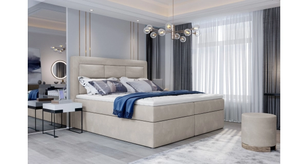 Boxspring KORBELA 19 140x200, středně šedá látka