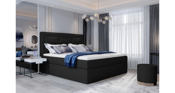 Boxspring KORBELA 22 160x200, černá ekokůže
