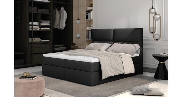 Boxspring PILANSI 06 140x200, černá ekokůže