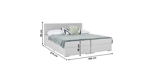 Boxspring SINGULARIS 160x200 cm, světle šedá