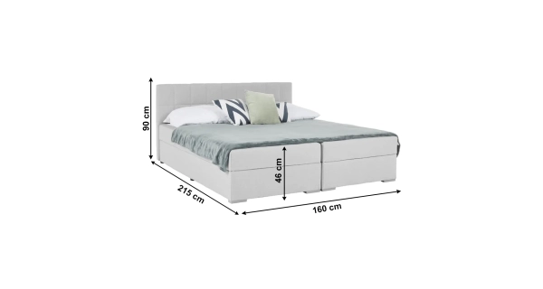 Boxspring SINGULARIS 160x200 cm, světle šedá