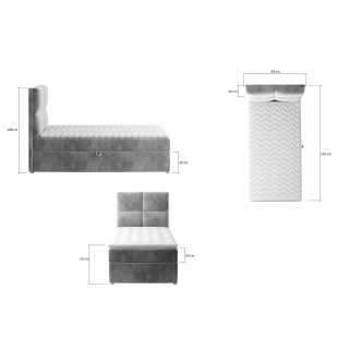 Boxspring YERN 90x200 cm, šedá látka