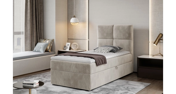 Boxspring YERN 90x200 cm, středně šedá látka